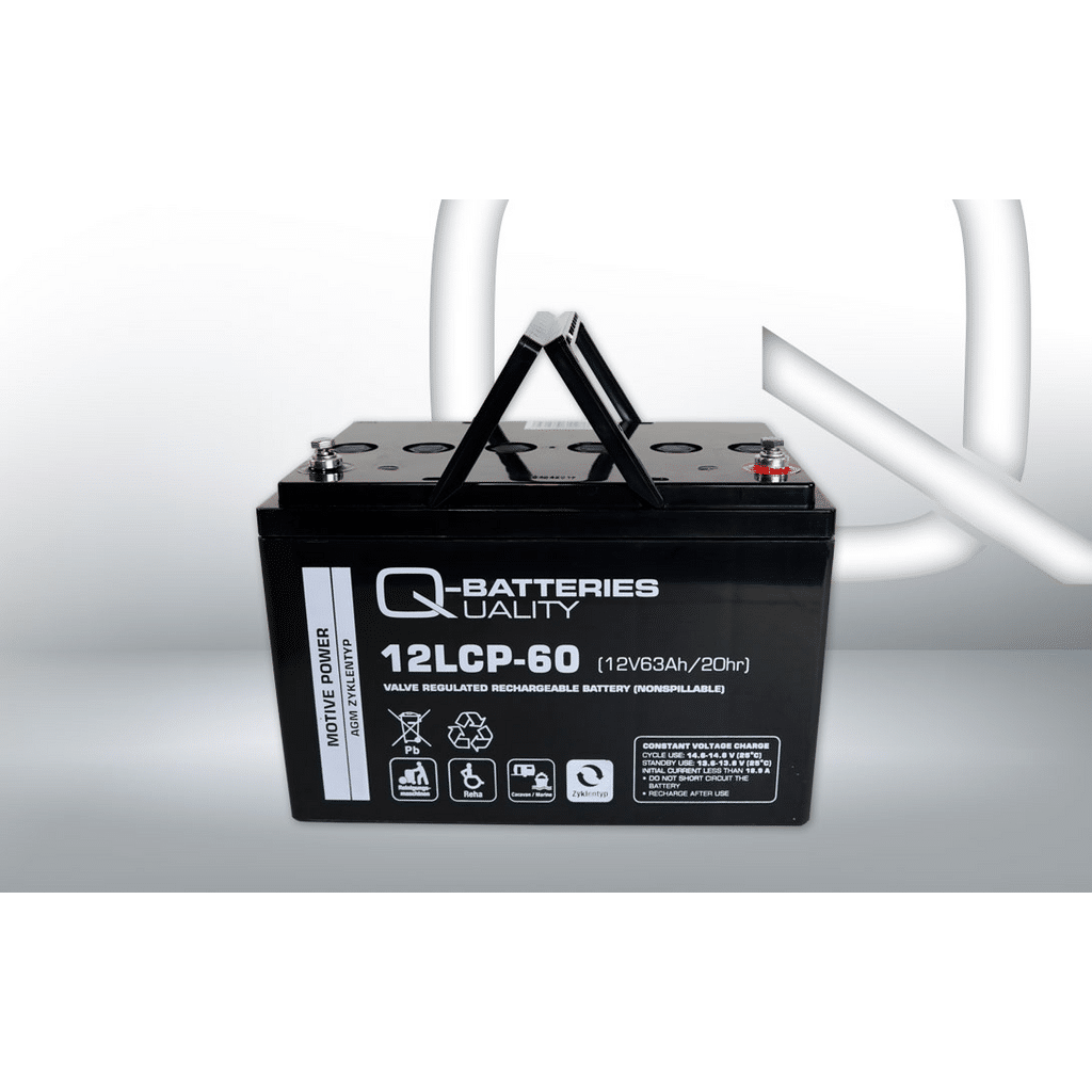 Batería Qbatteries Agm Deep Cycle Battery AGM. 12LCP-60. 63 Ah 12V. 260x160x178mm