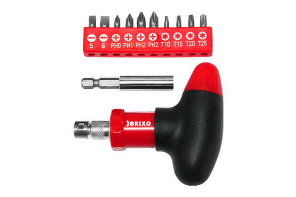 JGO. DESTORNILLADOR CARRACA 10 PUNTAS   ADAPTADOR   MANGO BRIXO 12 PZAS – 800039