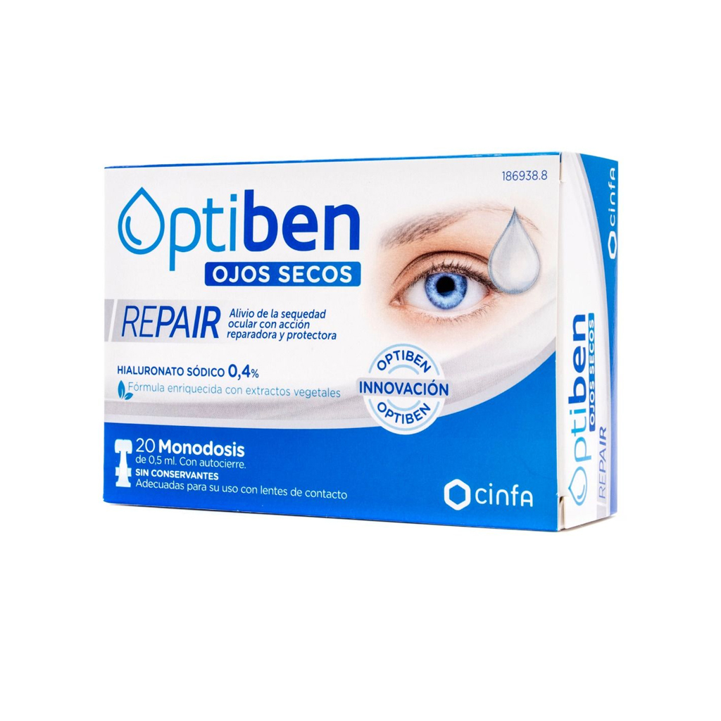 Colirio para ojos secos Optiben Repair 20 monodosis