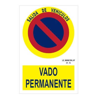 Vado Permanente Personalizado en Aluminio de 44x30cm.