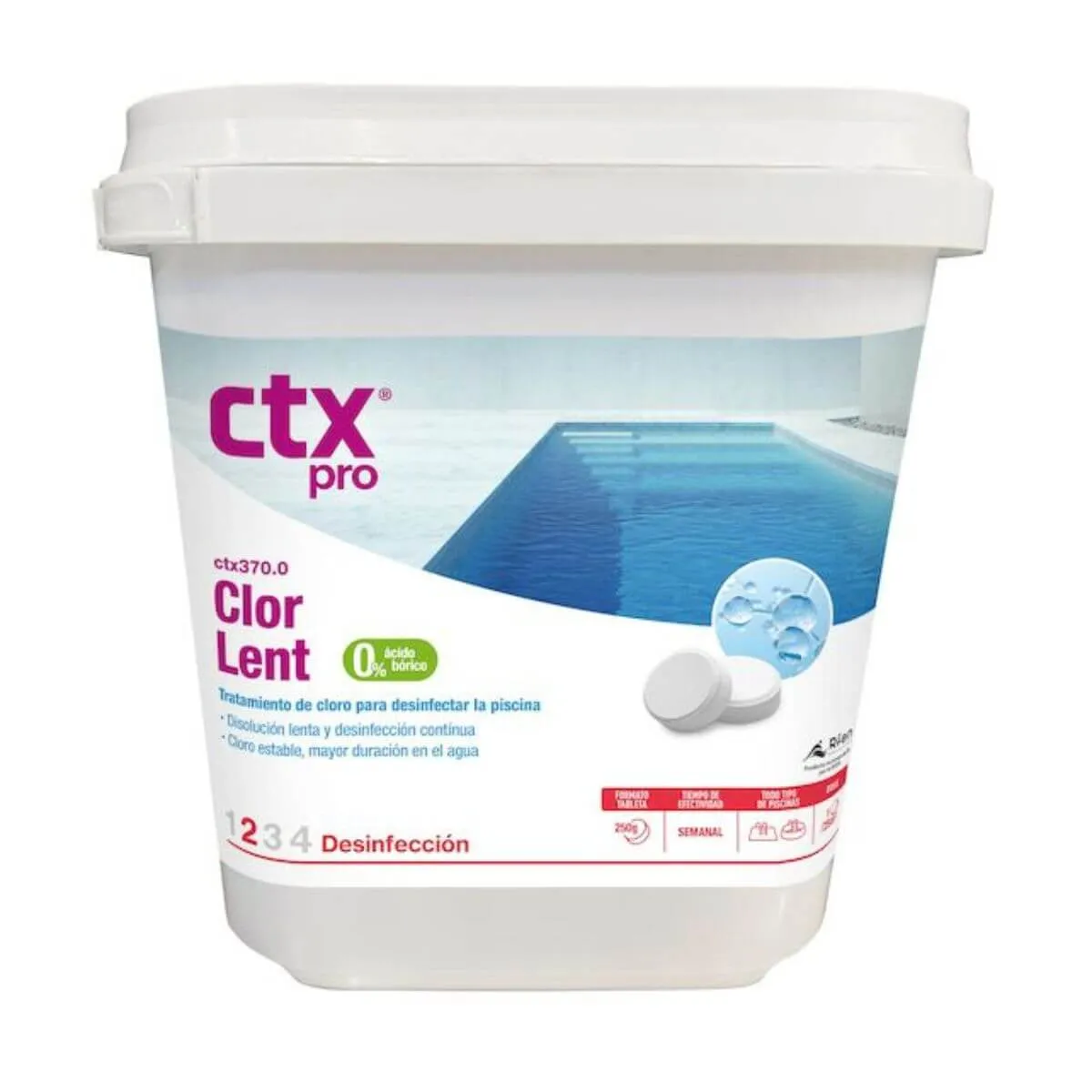 CTX-370.0 ClorLent Tabletas 250gr Cloro lento tricloro sin ácido bórico